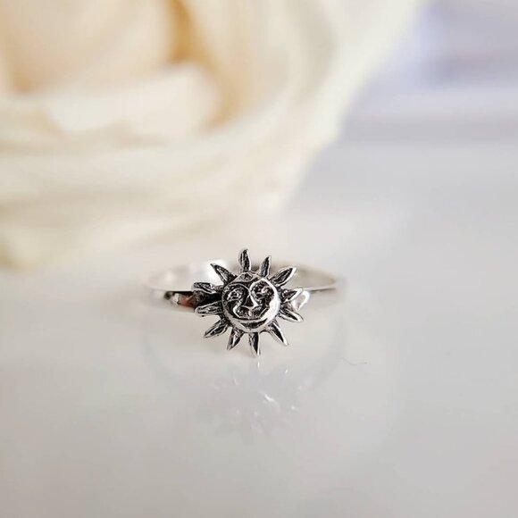 Sterling Silver Sun Ring, Women's Sun Ring, Minimalist Ring for Women - Picture 6 of 10